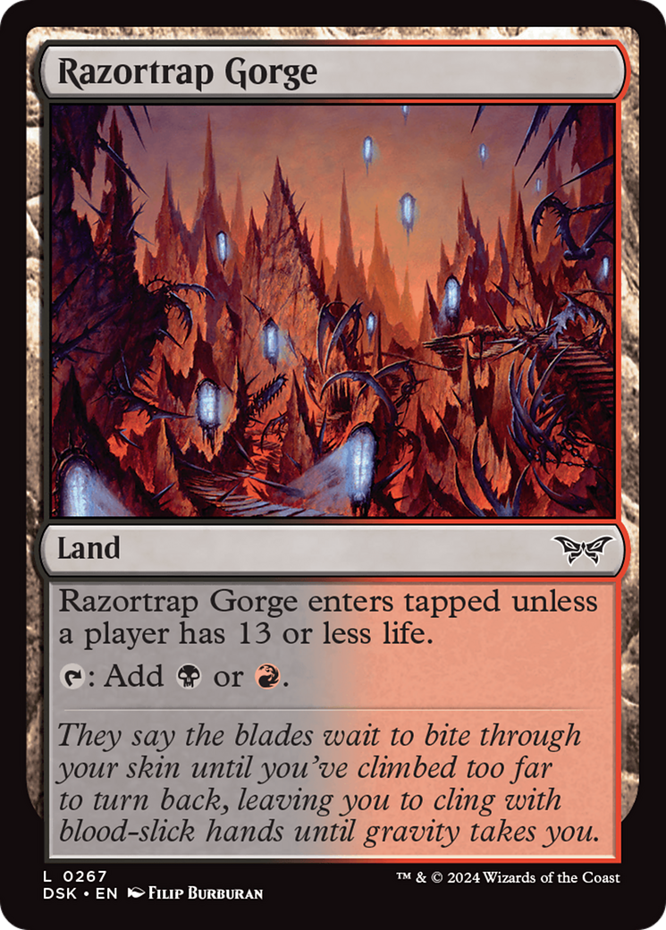 Razortrap Gorge - Common Land card from Duskmourn: House of Horror