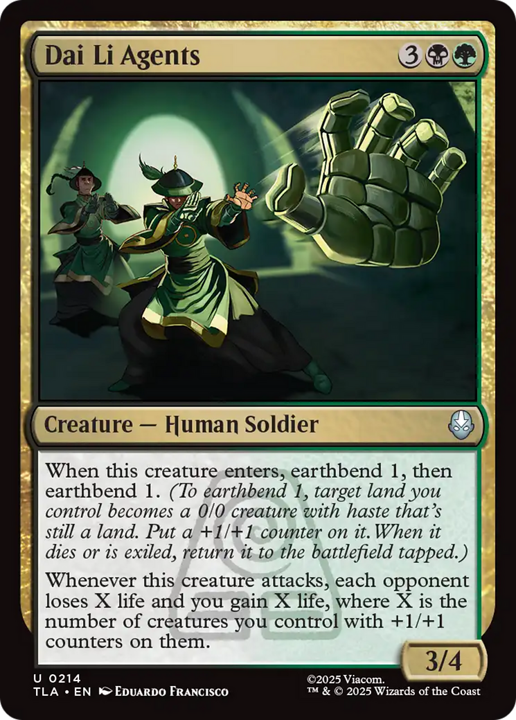 Dai Li Agents - Uncommon Creature — Human Soldier card from Avatar: The Last Airbender