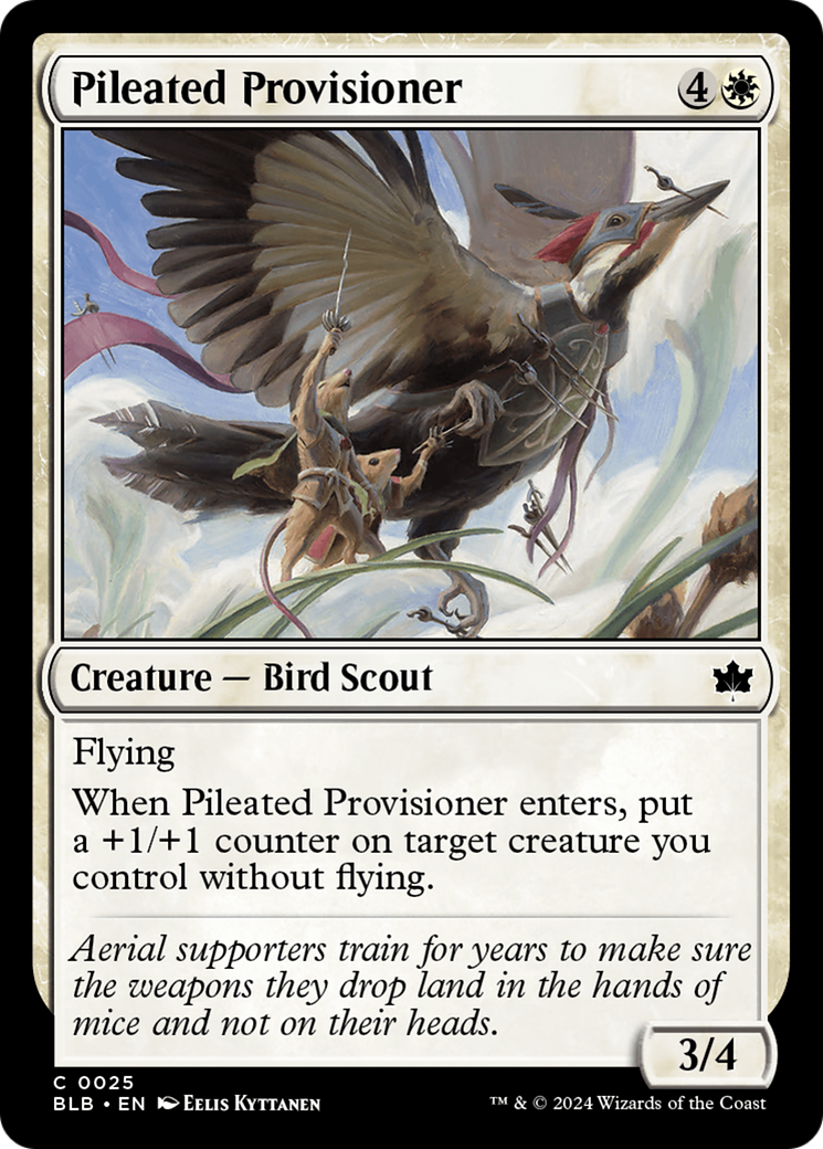 Pileated Provisioner - Common Creature — Bird Scout card from Bloomburrow