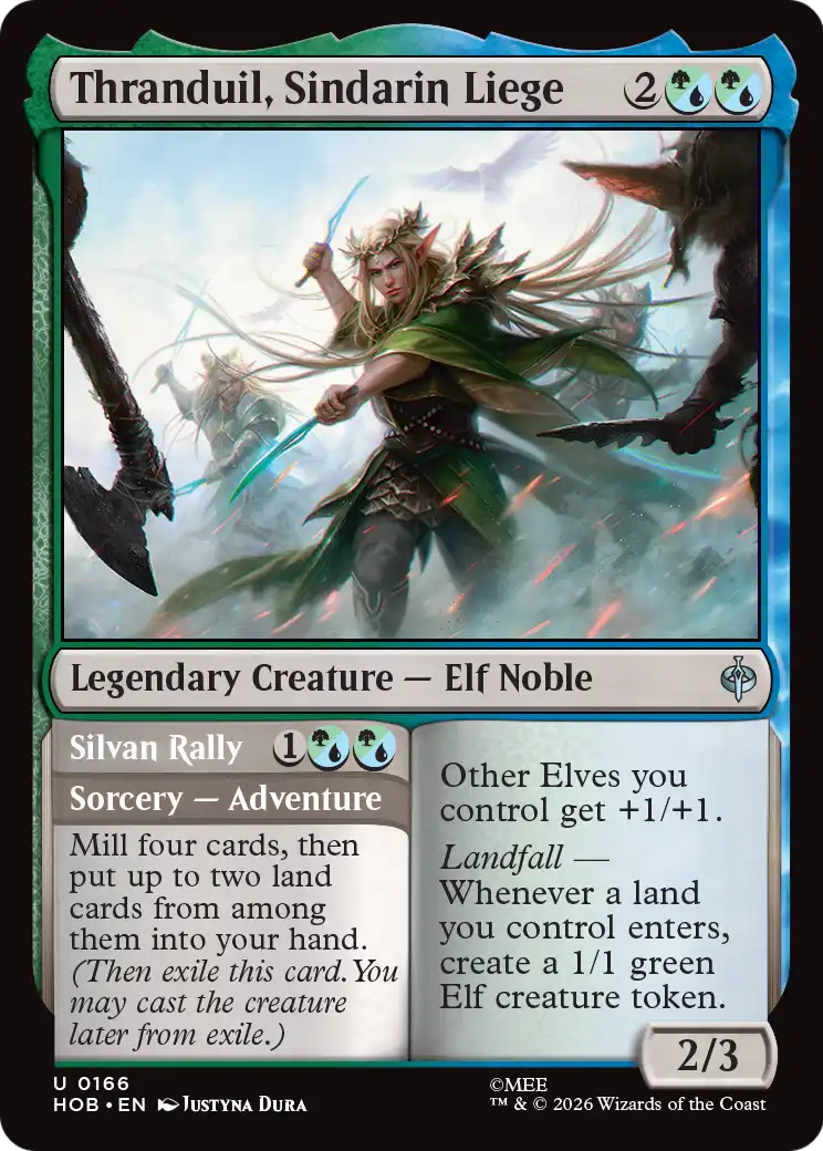 Thranduil, Sindarin Liege // Silvan Rally - Uncommon Legendary Creature — Elf Noble card from The Hobbit