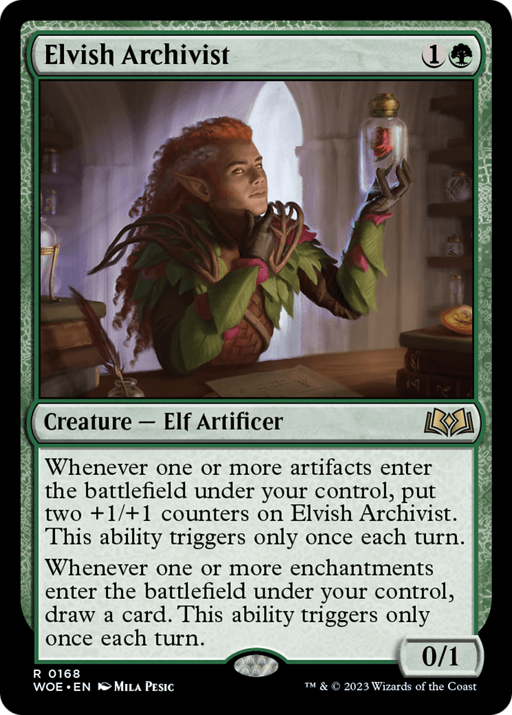 Elvish Archivist - Rare Creature — Elf Artificer card from Wilds of Eldraine