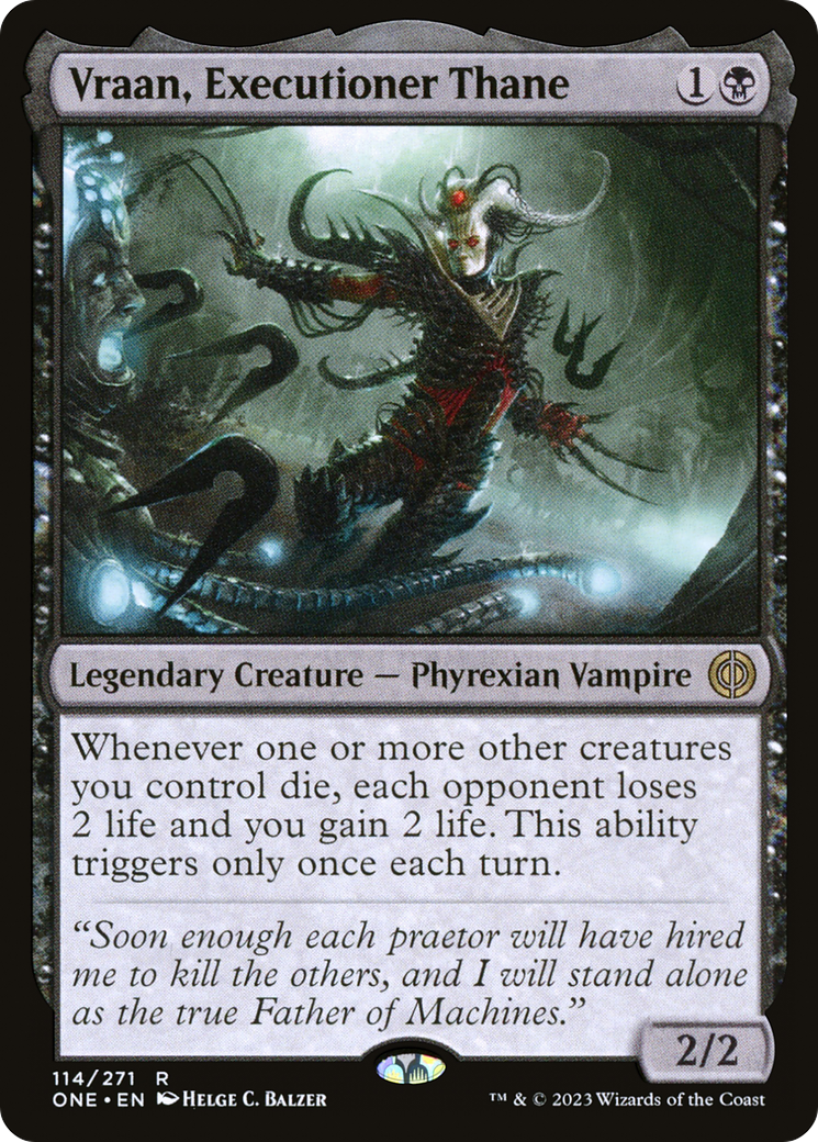 Vraan, Executioner Thane - Rare Legendary Creature — Phyrexian Vampire card from Phyrexia: All Will Be One