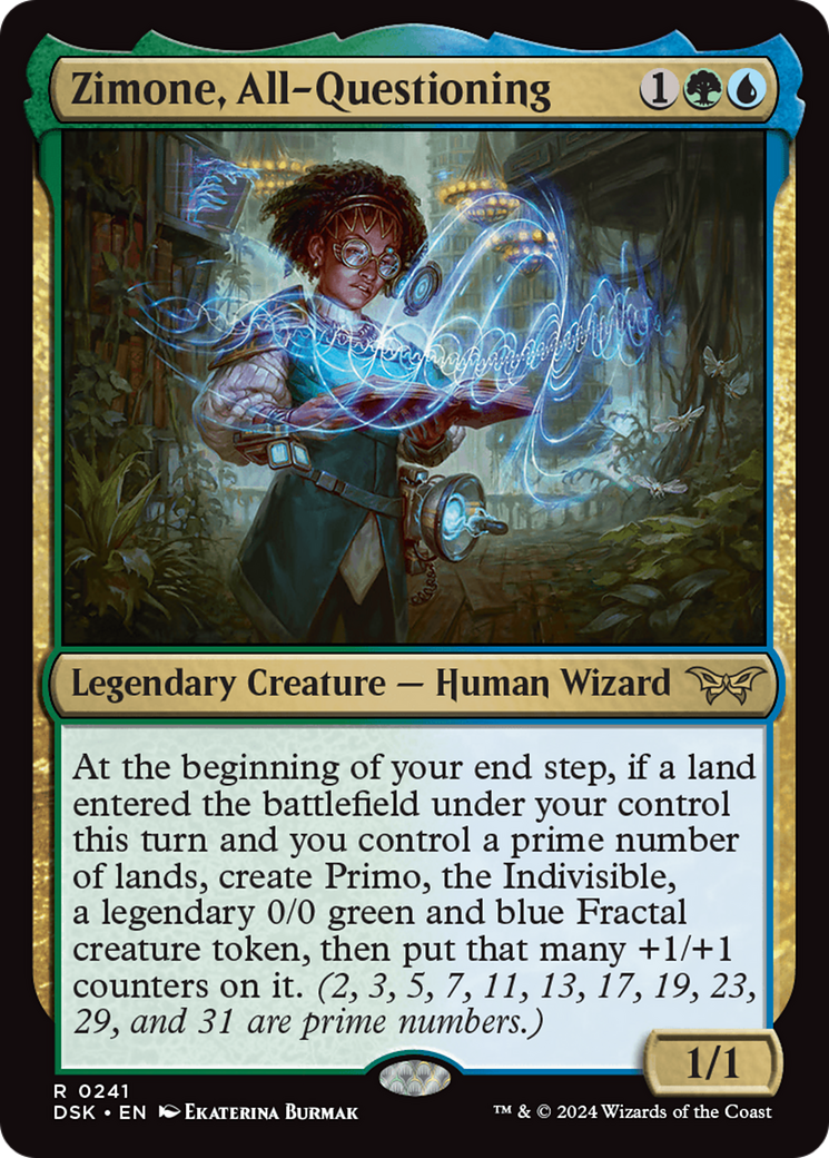 Zimone, All-Questioning - Rare Legendary Creature — Human Wizard card from Duskmourn: House of Horror