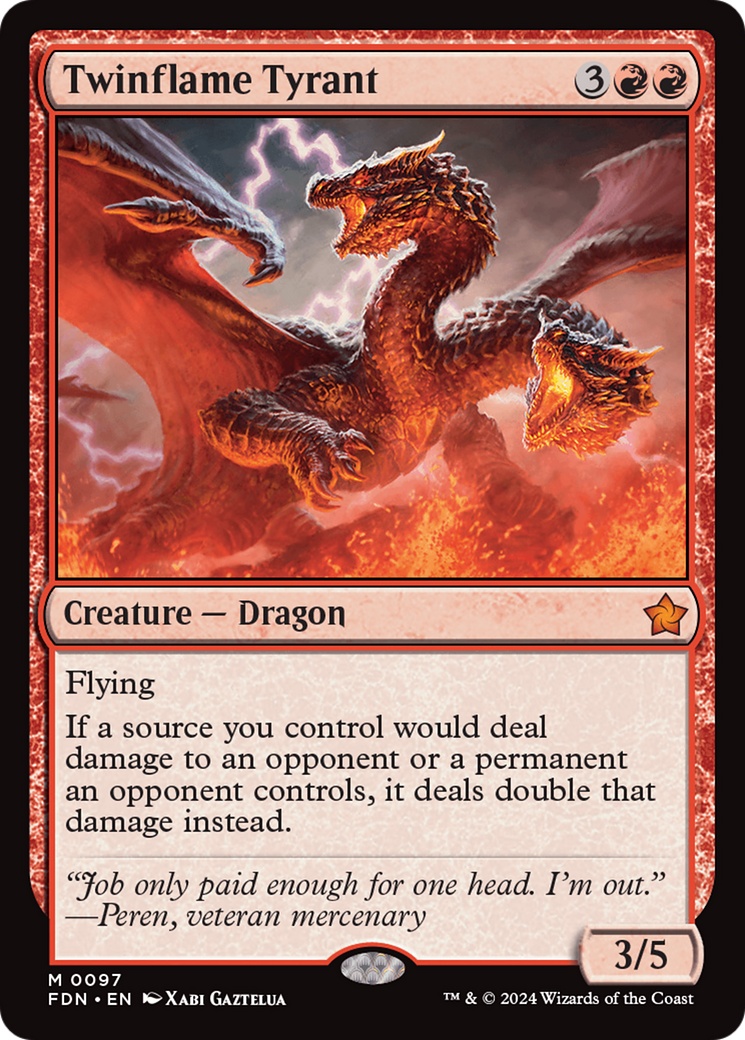 Twinflame Tyrant - Mythic Creature — Dragon card from Foundations