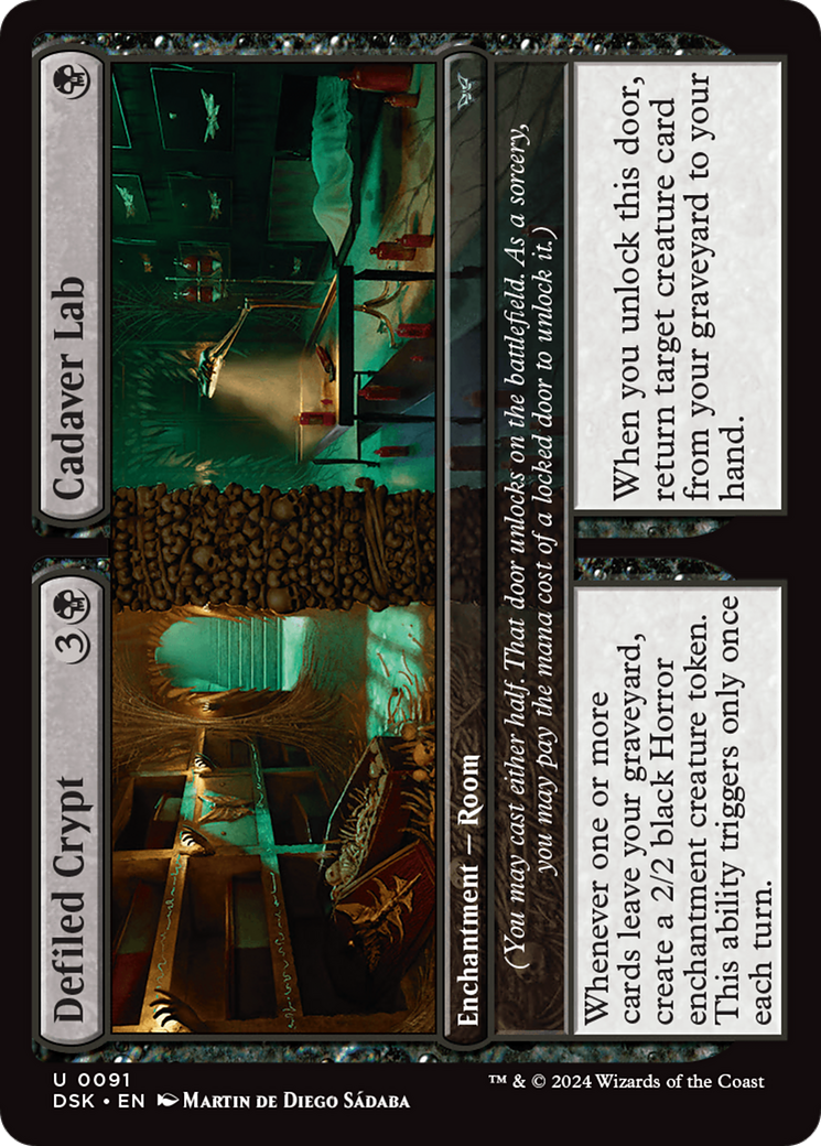 Defiled Crypt // Cadaver Lab - Uncommon Enchantment — Room card from Duskmourn: House of Horror