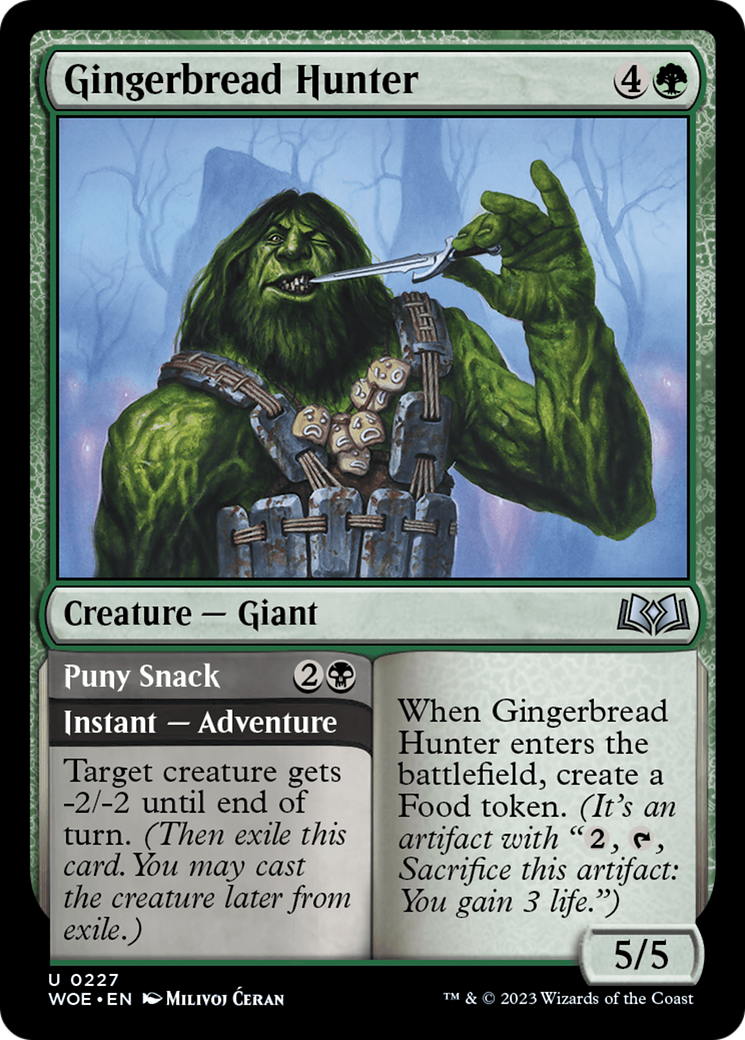 Gingerbread Hunter // Puny Snack - Uncommon Creature — Giant card from Wilds of Eldraine