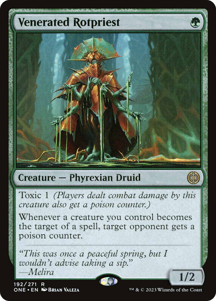 Venerated Rotpriest - Rare Creature — Phyrexian Druid card from Phyrexia: All Will Be One