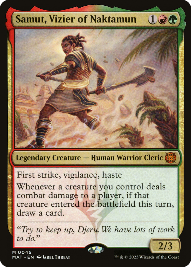 Samut, Vizier of Naktamun - Mythic Legendary Creature — Human Warrior Cleric card from March of the Machine: The Aftermath