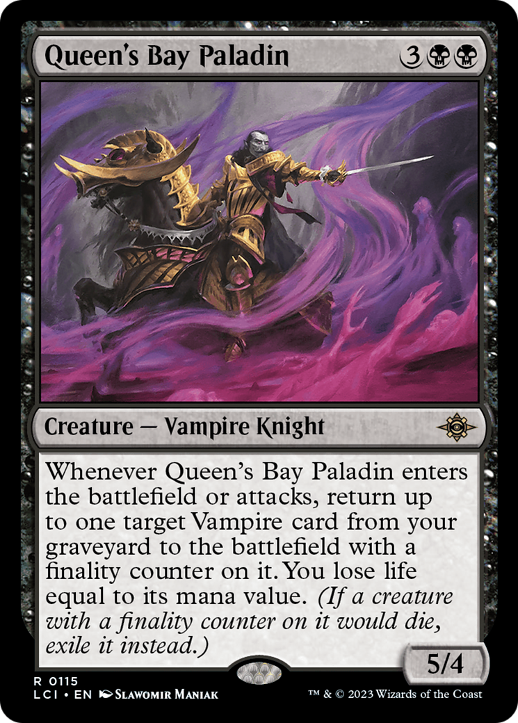 Queen's Bay Paladin - Rare Creature — Vampire Knight card from The Lost Caverns of Ixalan