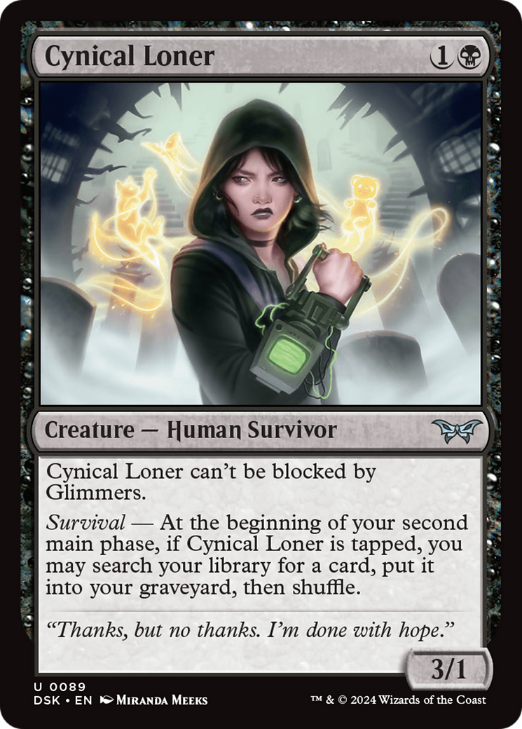 Cynical Loner - Uncommon Creature — Human Survivor card from Duskmourn: House of Horror