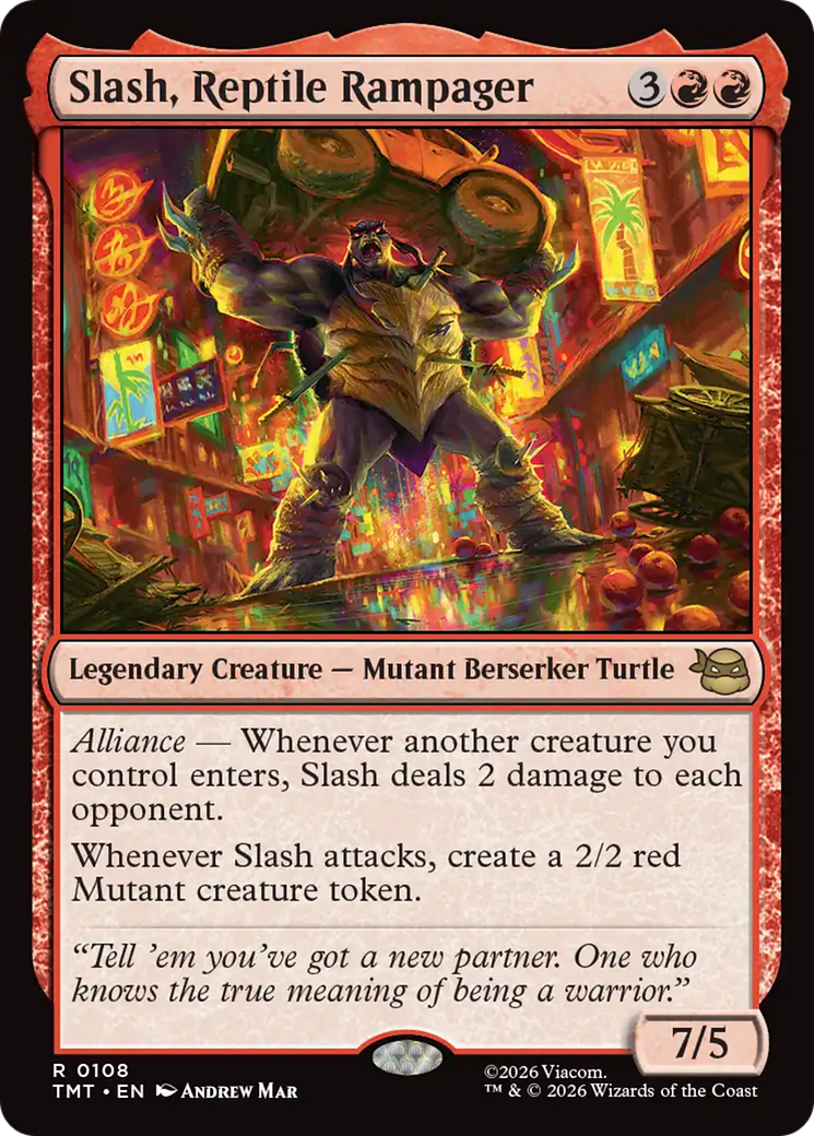 Slash, Reptile Rampager - Rare Legendary Creature — Mutant Berserker Turtle card from Teenage Mutant Ninja Turtles