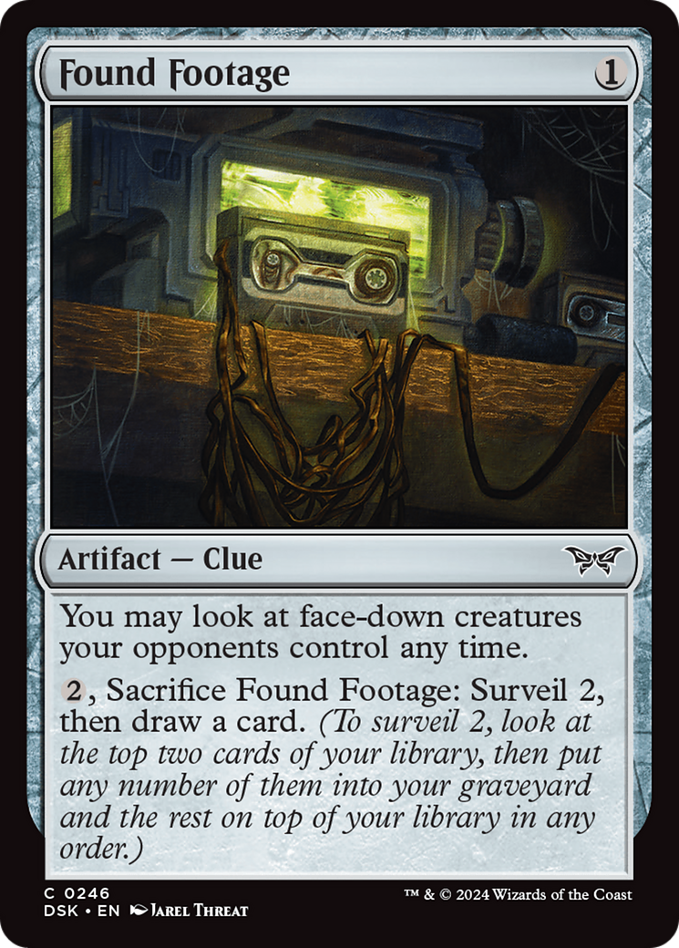 Found Footage - Common Artifact — Clue card from Duskmourn: House of Horror