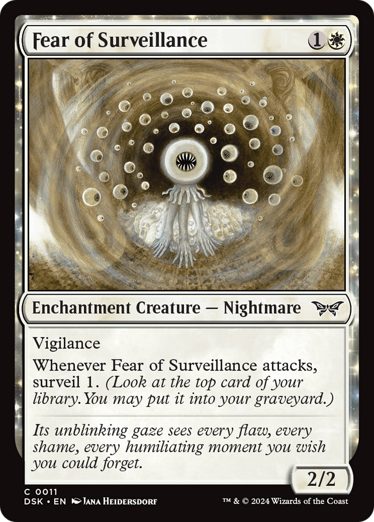 Fear of Surveillance - Common Enchantment Creature — Nightmare card from Duskmourn: House of Horror