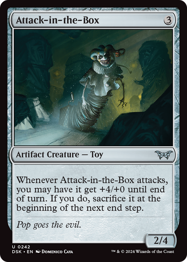 Attack-in-the-Box - Uncommon Artifact Creature — Toy card from Duskmourn: House of Horror