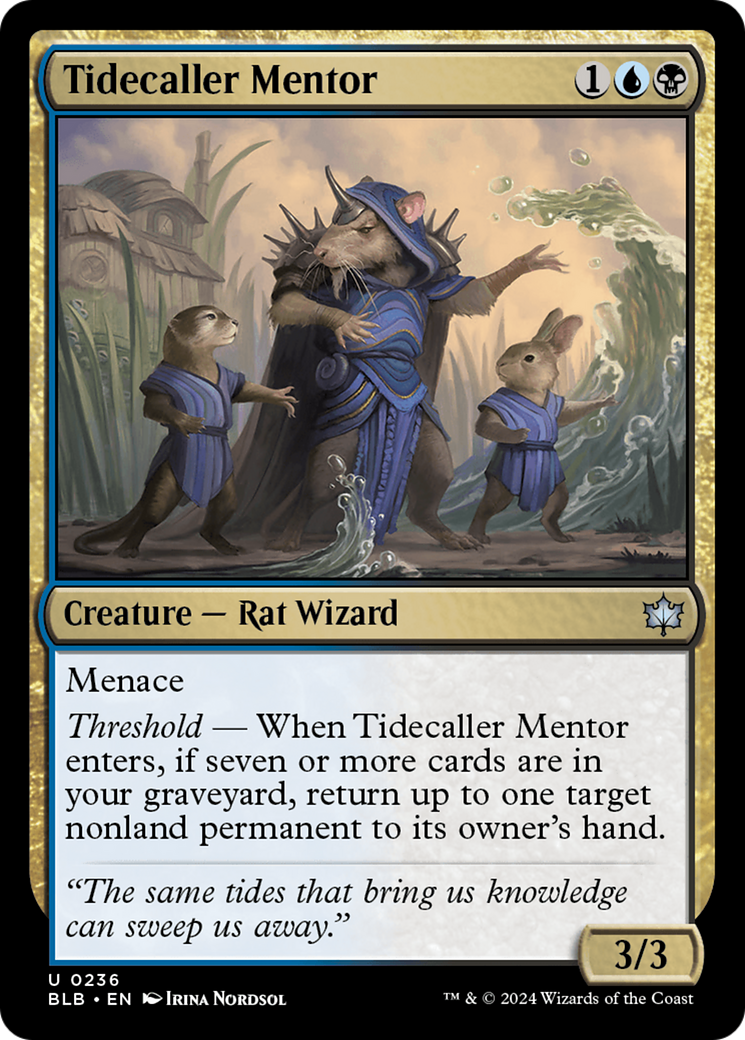 Tidecaller Mentor - Uncommon Creature — Rat Wizard card from Bloomburrow