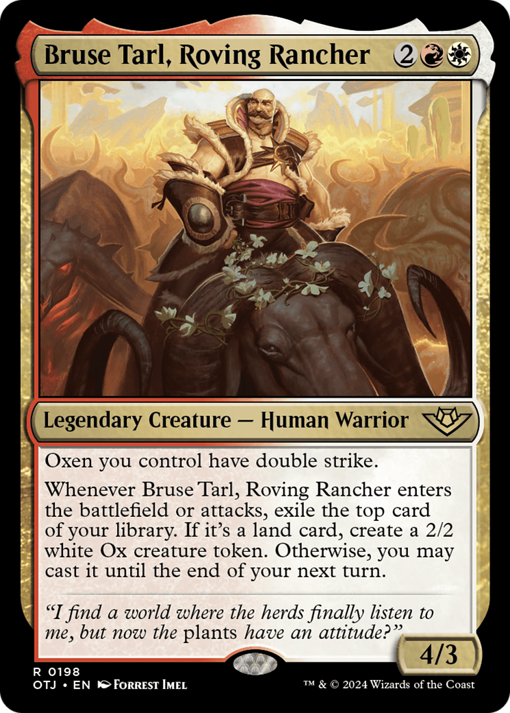 Bruse Tarl, Roving Rancher - Rare Legendary Creature — Human Warrior card from Outlaws of Thunder Junction