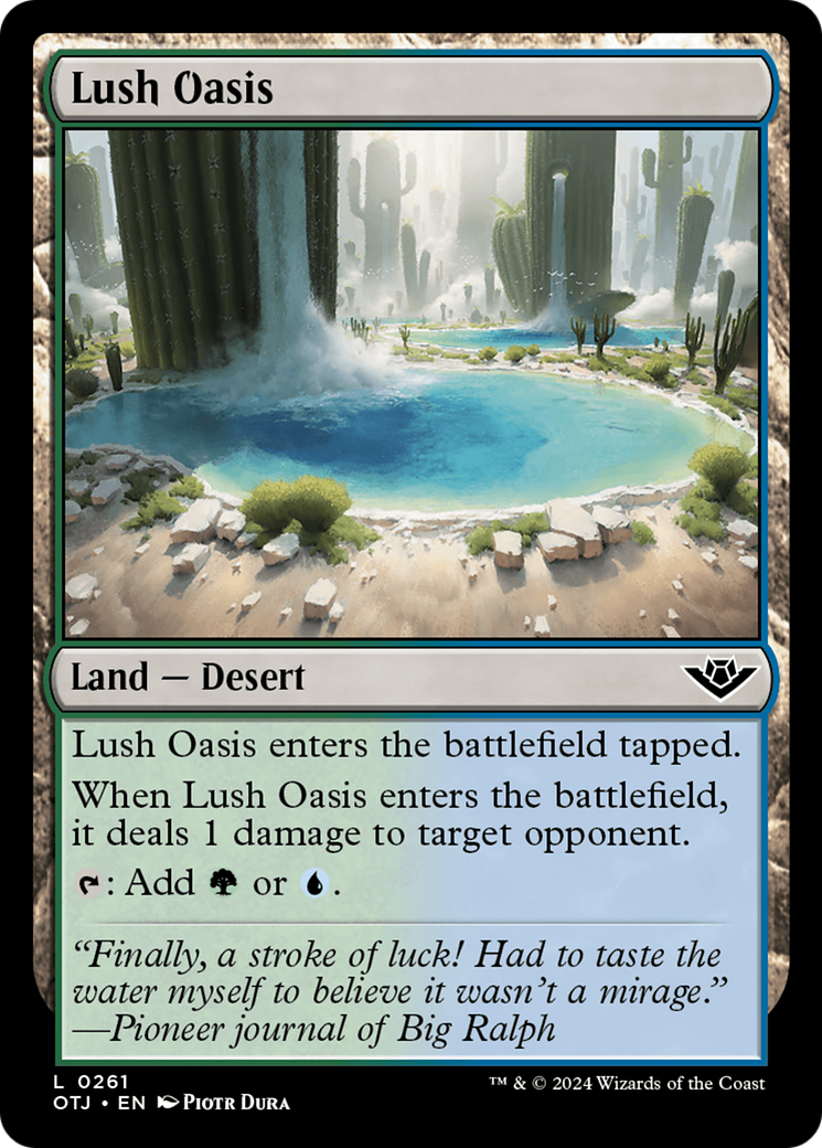Lush Oasis - Common Land — Desert card from Outlaws of Thunder Junction