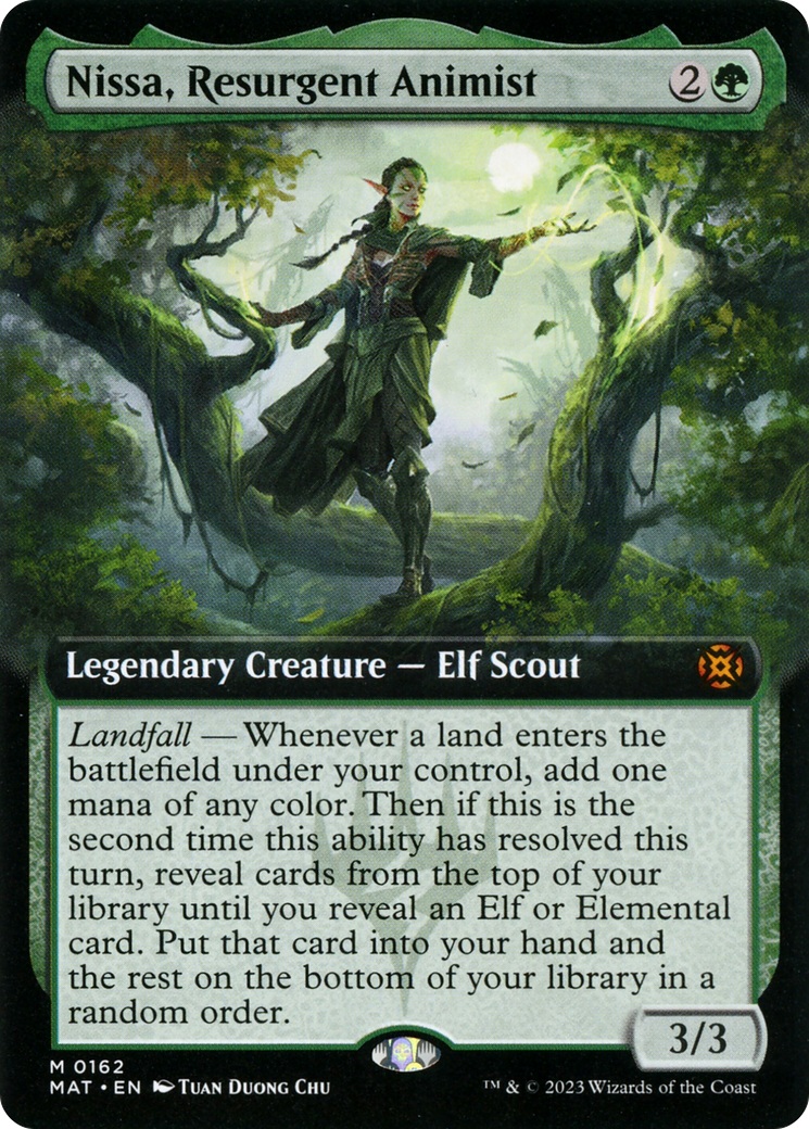 Nissa, Resurgent Animist - Mythic Legendary Creature — Elf Scout card from March of the Machine: The Aftermath