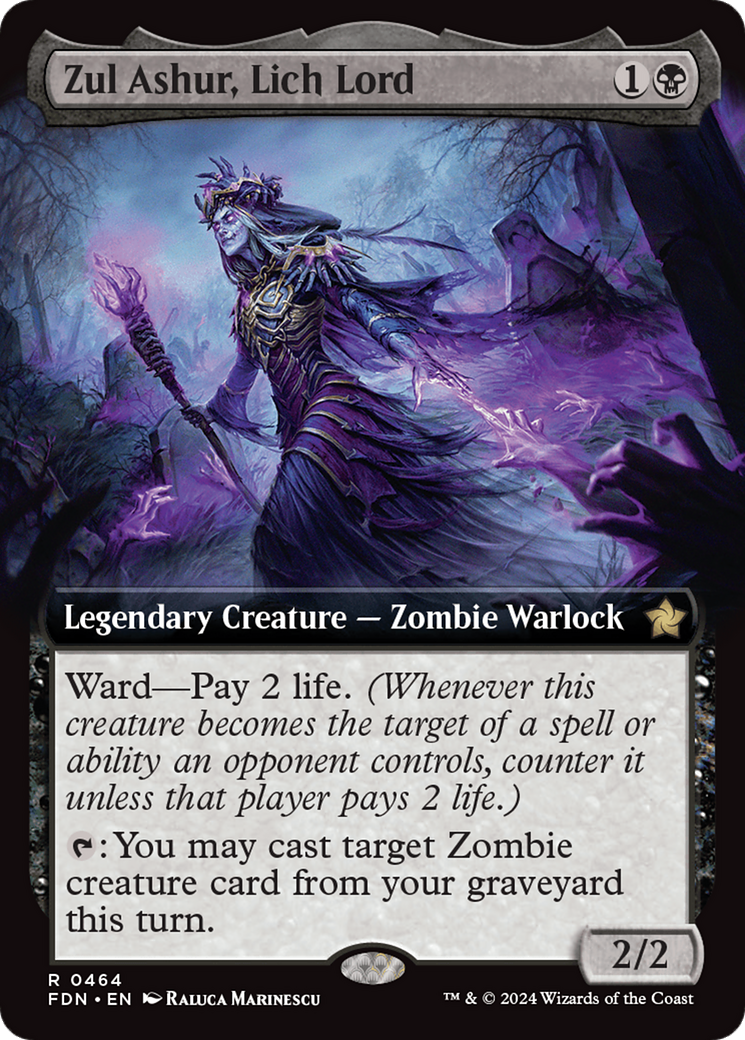 Zul Ashur, Lich Lord - Rare Legendary Creature — Zombie Warlock card from Foundations