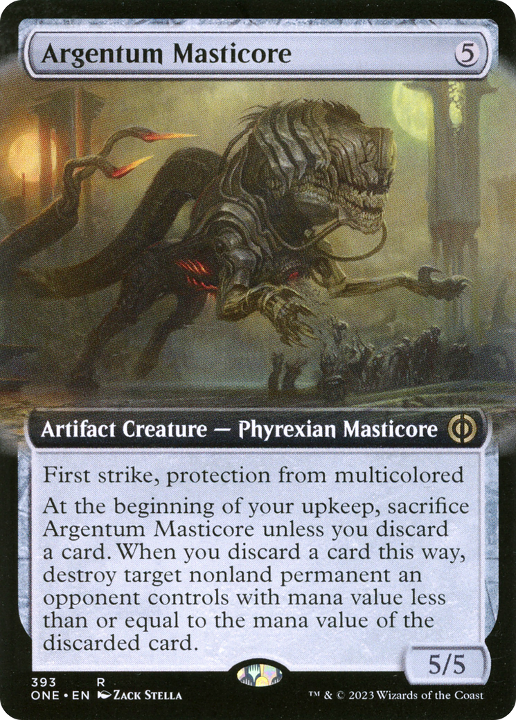 Argentum Masticore - Rare Artifact Creature — Phyrexian Masticore card from Phyrexia: All Will Be One