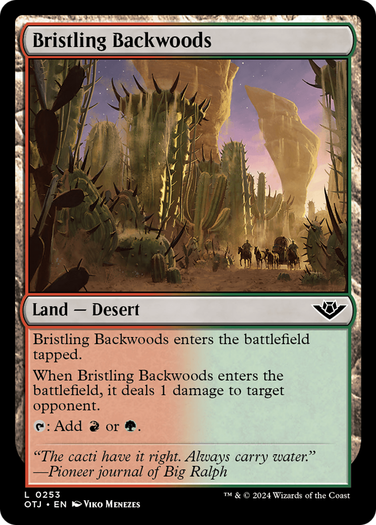 Bristling Backwoods - Common Land — Desert card from Outlaws of Thunder Junction
