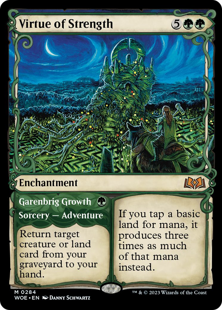 Virtue of Strength // Garenbrig Growth - Mythic Enchantment card from Wilds of Eldraine