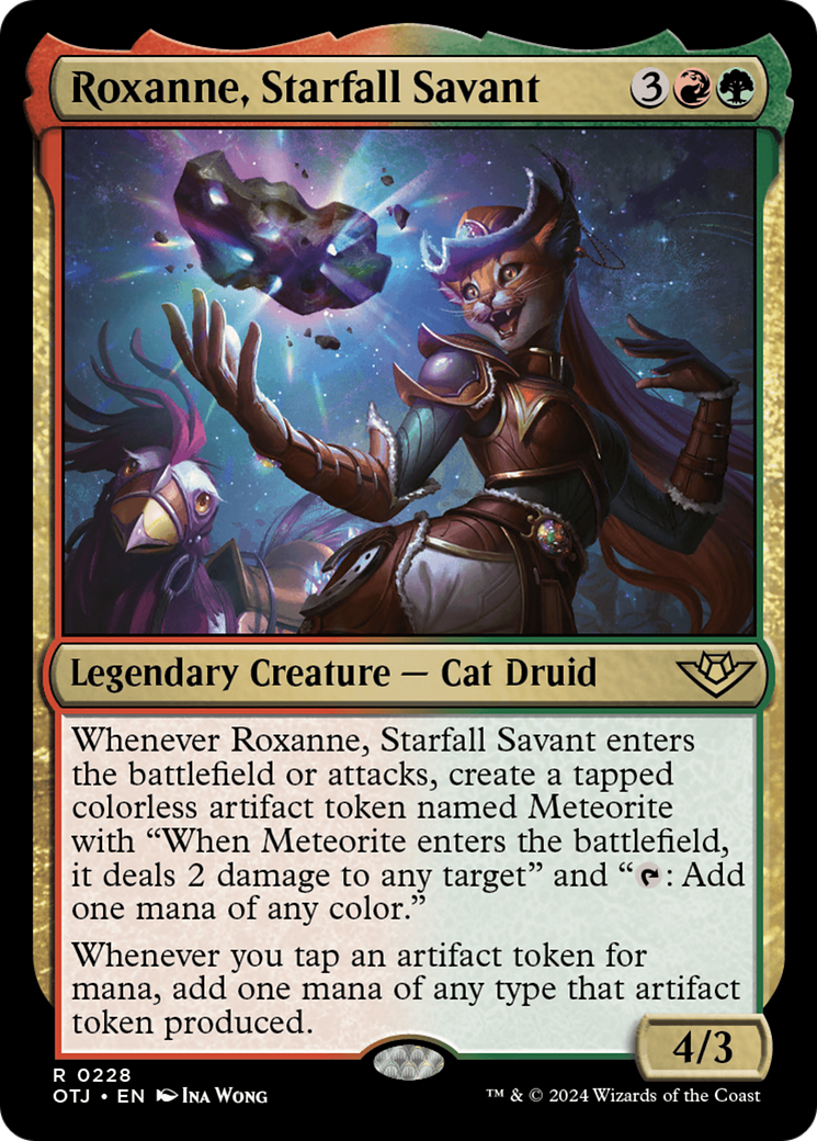 Roxanne, Starfall Savant - Rare Legendary Creature — Cat Druid card from Outlaws of Thunder Junction