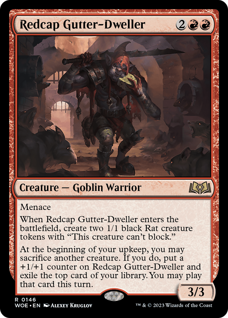 Redcap Gutter-Dweller - Rare Creature — Goblin Warrior card from Wilds of Eldraine
