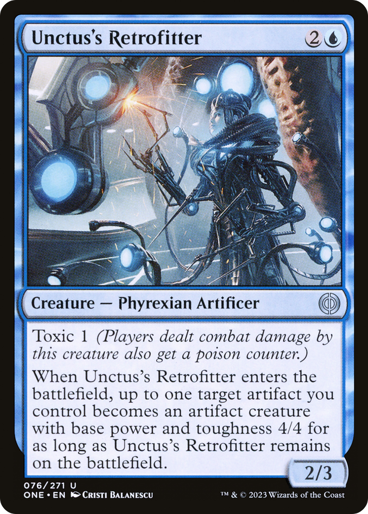Unctus's Retrofitter - Uncommon Creature — Phyrexian Artificer card from Phyrexia: All Will Be One