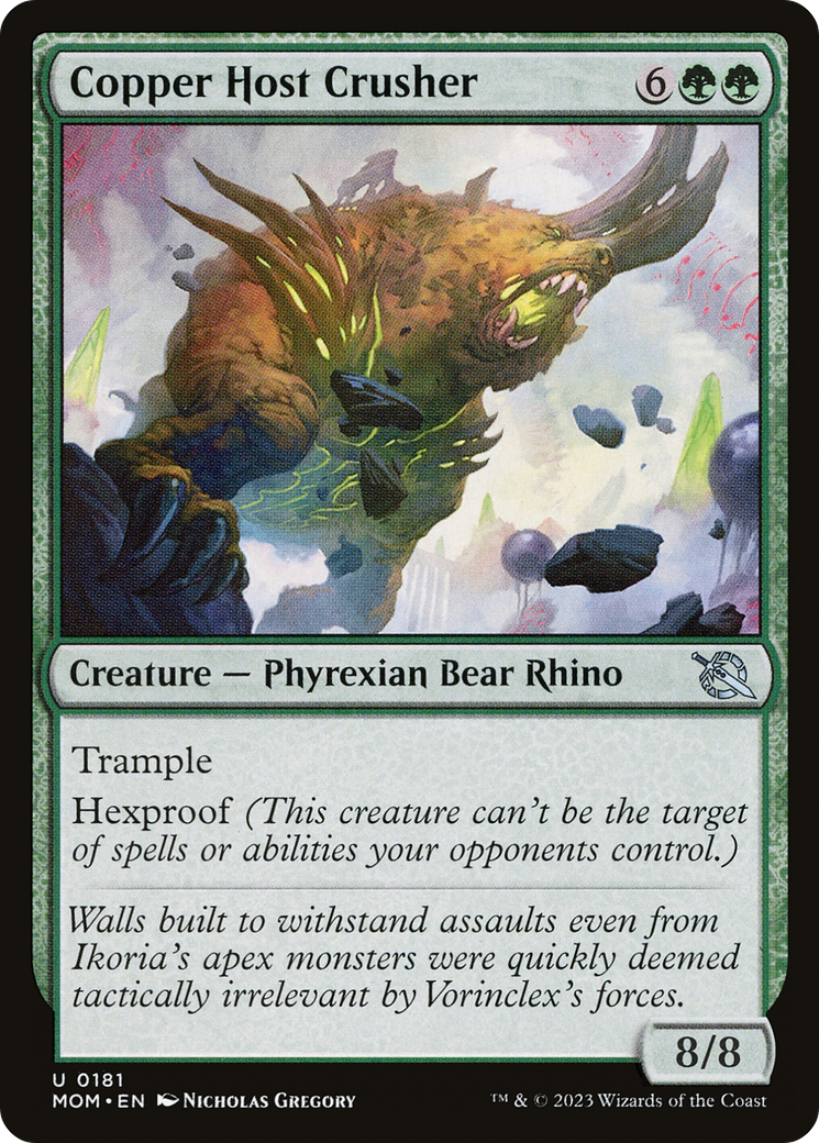 Copper Host Crusher - Uncommon Creature — Phyrexian Bear Rhino card from March of the Machine