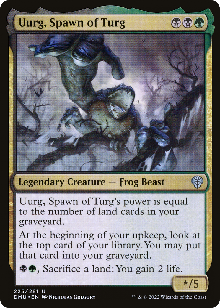 Uurg, Spawn of Turg - Uncommon Legendary Creature — Frog Beast card from Dominaria United