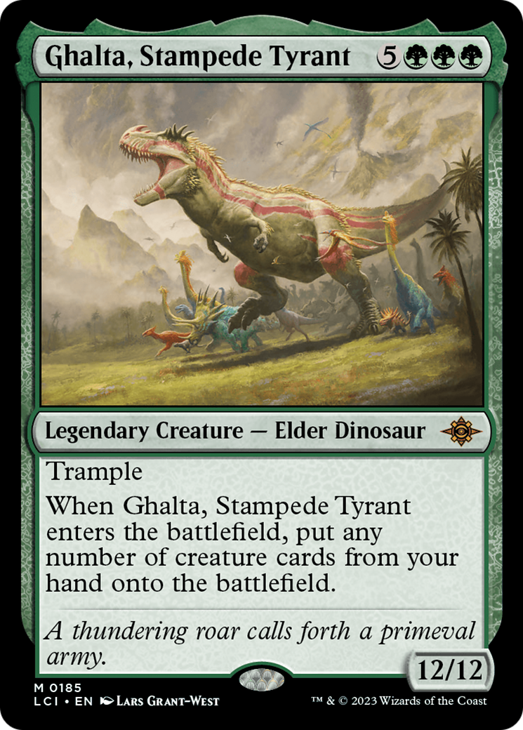Ghalta, Stampede Tyrant - Mythic Legendary Creature — Elder Dinosaur card from The Lost Caverns of Ixalan