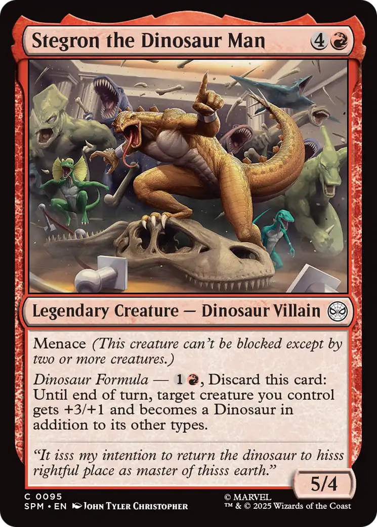 Stegron the Dinosaur Man - Common Legendary Creature — Dinosaur Villain card from Marvel's Spider-Man