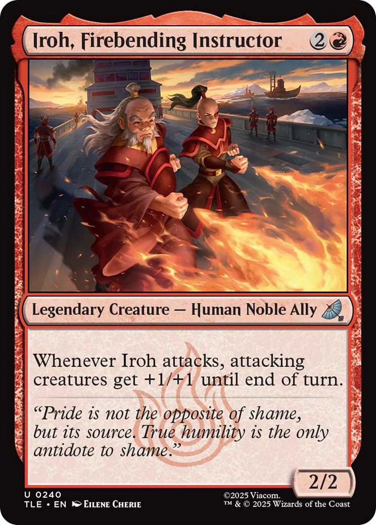Iroh, Firebending Instructor - Uncommon Legendary Creature — Human Noble Ally card from Avatar: The Last Airbender Eternal