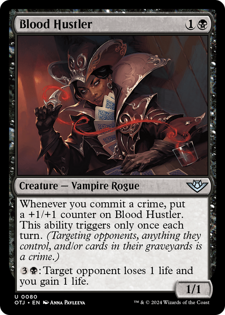 Blood Hustler - Uncommon Creature — Vampire Rogue card from Outlaws of Thunder Junction