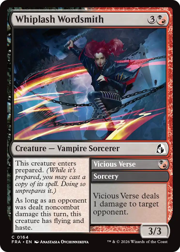 Whiplash Wordsmith // Vicious Verse - Common Creature — Vampire Sorcerer card from Reality Fracture