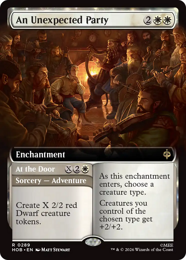 An Unexpected Party // At the Door - Rare Sorcery — Adventure card from The Hobbit