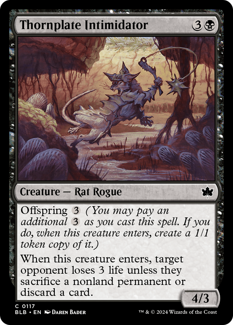 Thornplate Intimidator - Common Creature — Rat Rogue card from Bloomburrow