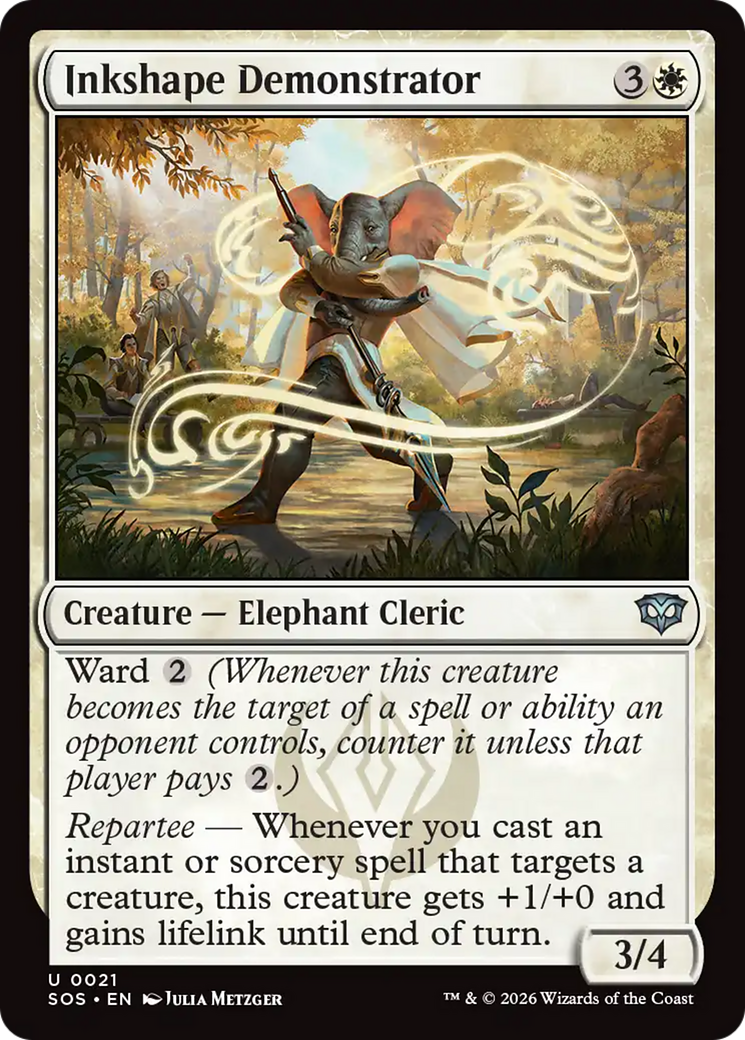 Inkshape Demonstrator - Uncommon Creature — Elephant Cleric card from Secrets of Strixhaven