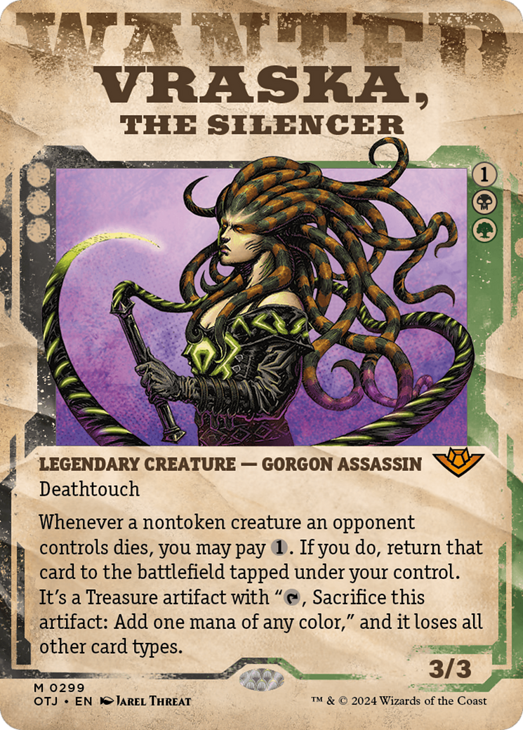 Vraska, the Silencer - Mythic Legendary Creature — Gorgon Assassin card from Outlaws of Thunder Junction