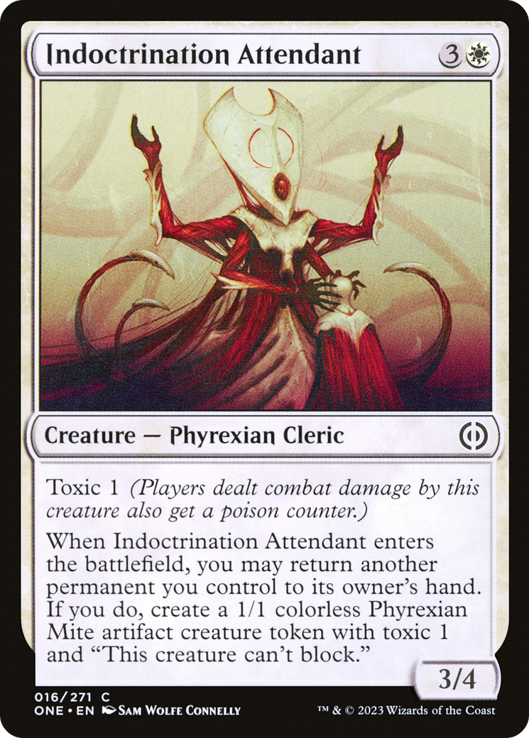 Indoctrination Attendant - Common Creature — Phyrexian Cleric card from Phyrexia: All Will Be One