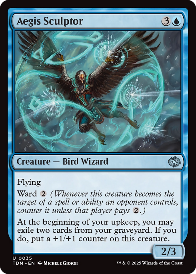 Aegis Sculptor - Uncommon Creature — Bird Wizard card from Tarkir: Dragonstorm