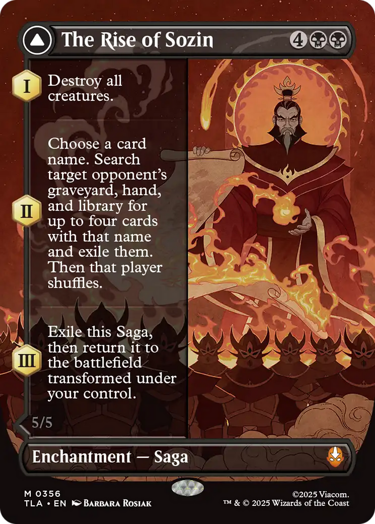 The Rise of Sozin // Fire Lord Sozin - Mythic Legendary Creature — Human Noble card from Avatar: The Last Airbender