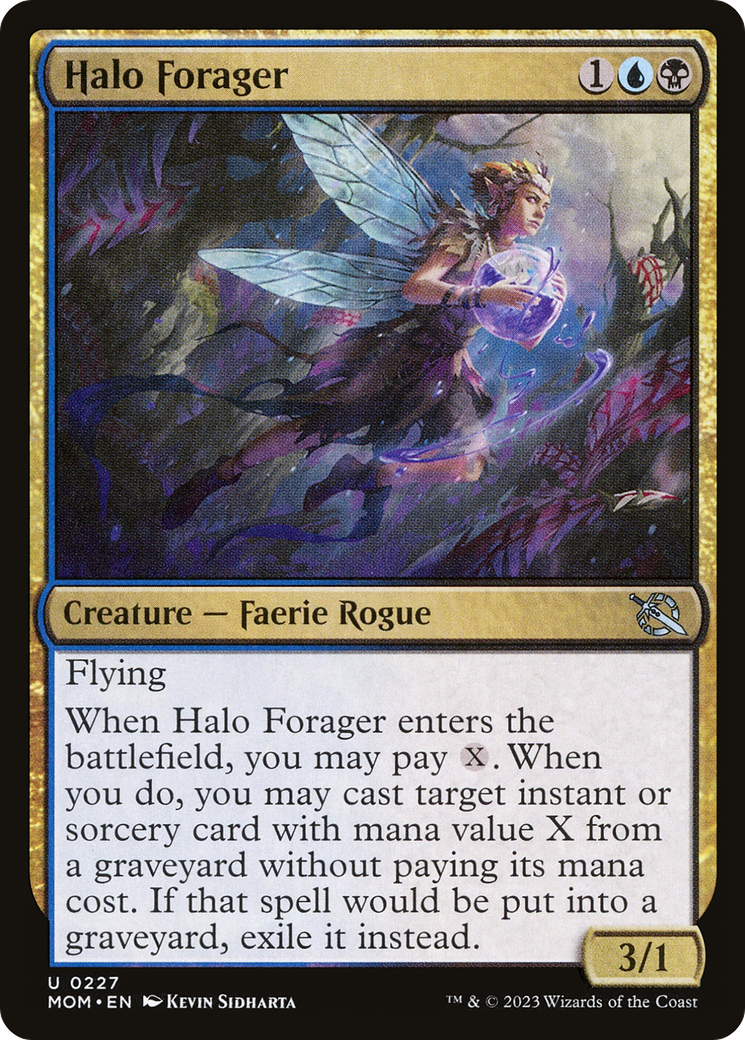 Halo Forager - Uncommon Creature — Faerie Rogue card from March of the Machine
