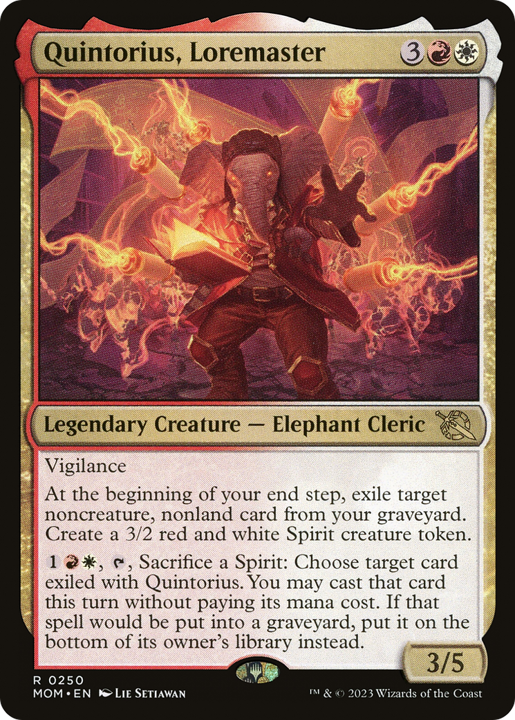 Quintorius, Loremaster - Rare Legendary Creature — Elephant Cleric card from March of the Machine