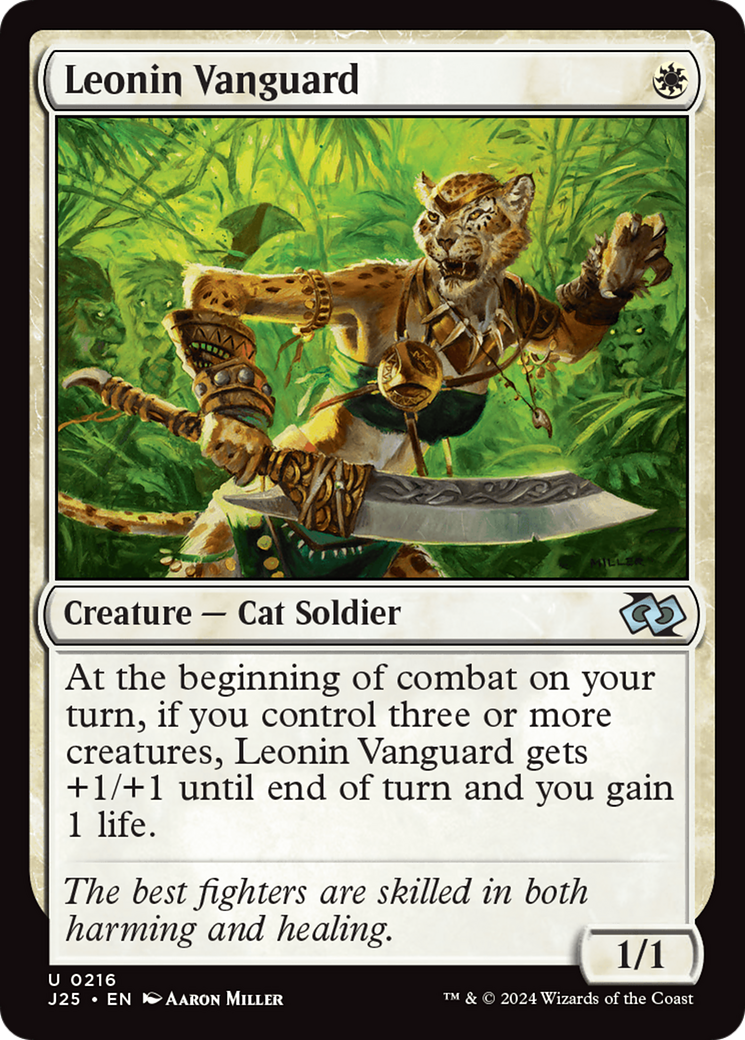 Leonin Vanguard - Uncommon Creature — Cat Soldier card from Foundations Jumpstart