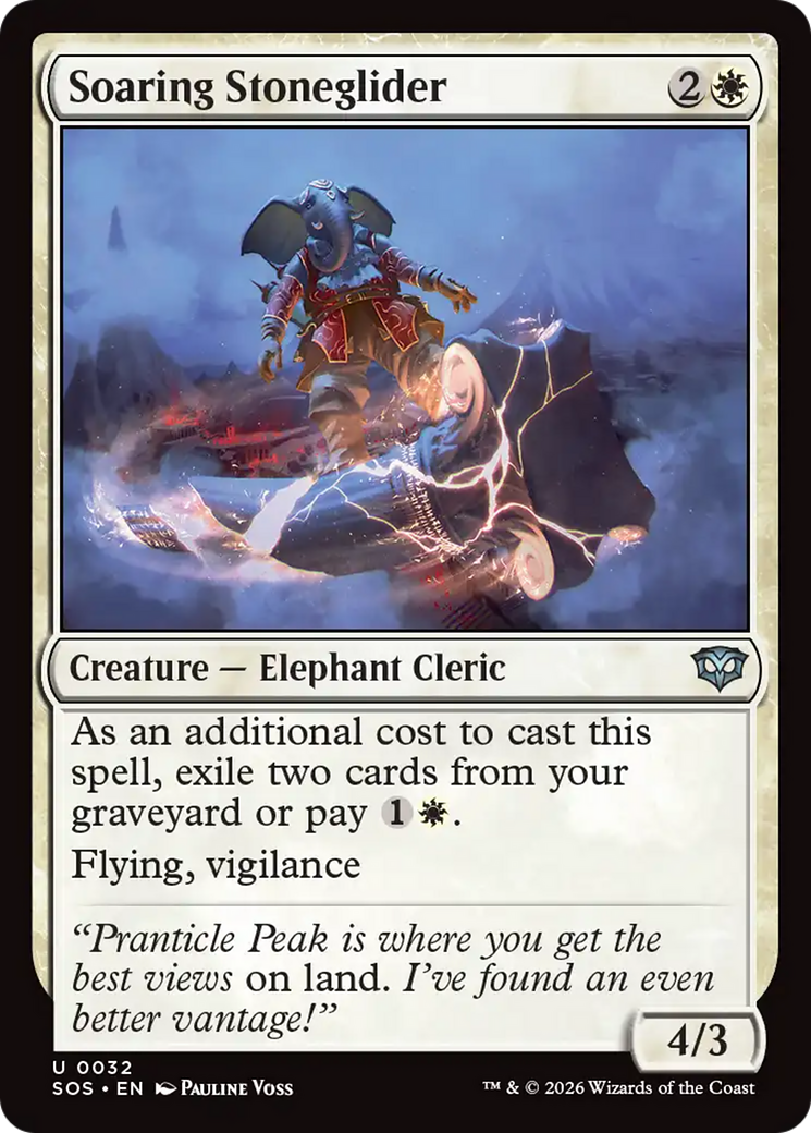 Soaring Stoneglider - Uncommon Creature — Elephant Cleric card from Secrets of Strixhaven