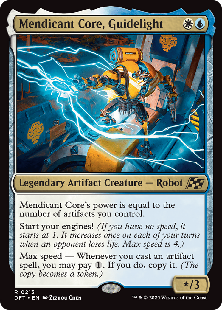 Mendicant Core, Guidelight - Rare Legendary Artifact Creature — Robot card from Aetherdrift