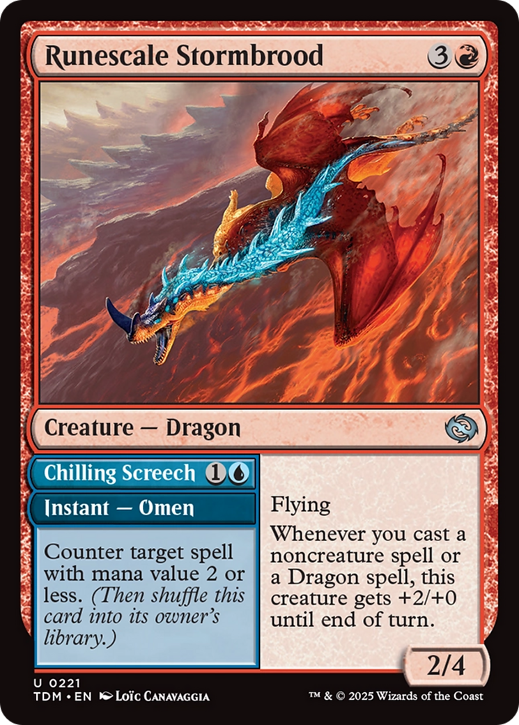 Runescale Stormbrood // Chilling Screech - Uncommon Creature — Dragon card from Tarkir: Dragonstorm