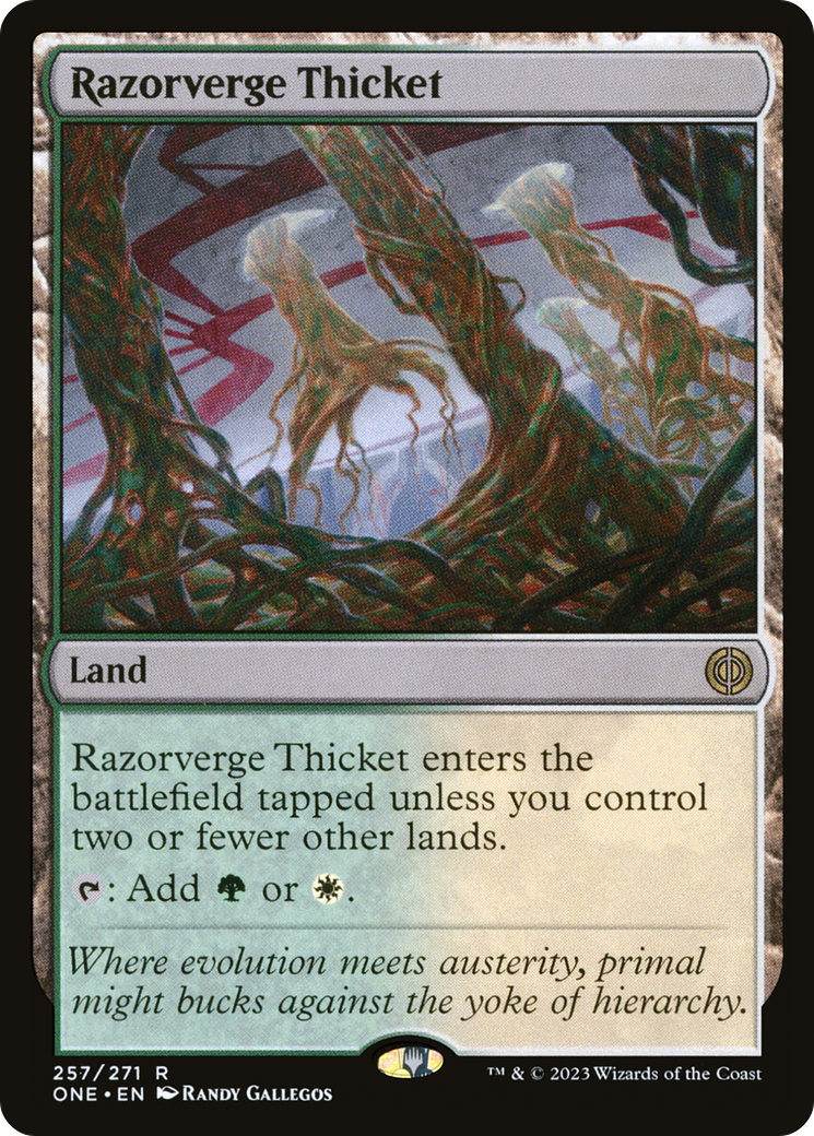 Razorverge Thicket - Rare Land card from Phyrexia: All Will Be One